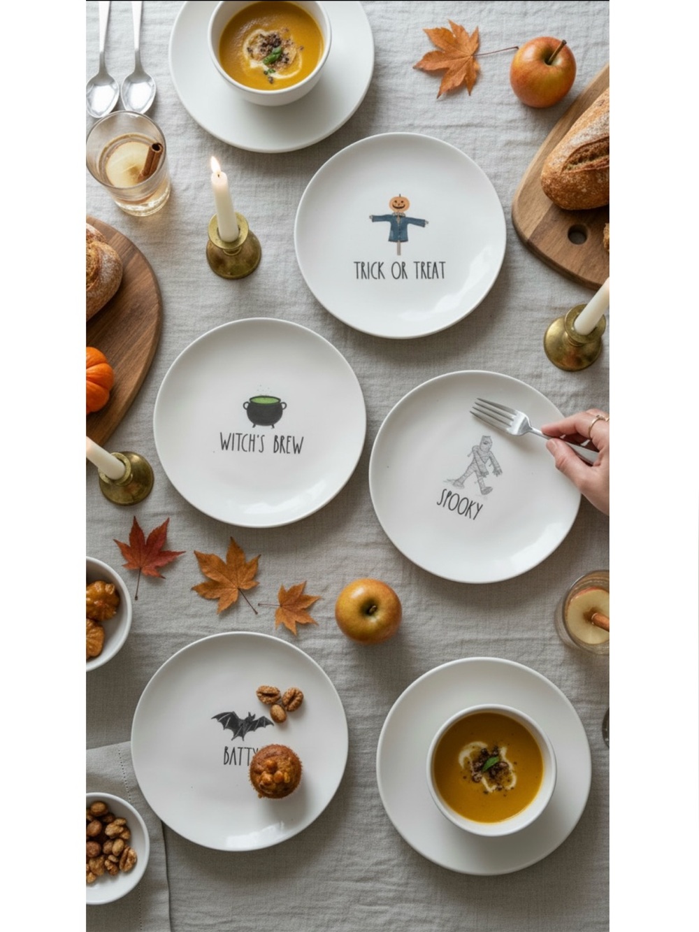 NWT Rae Dunn Halloween Fall 6’ Melamine Plates Set of 4